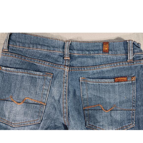 7 For All Mankind Women's Cropped Raw Hem Straight Leg Jeans S 30 Distressed USA - Picture 8 of 8